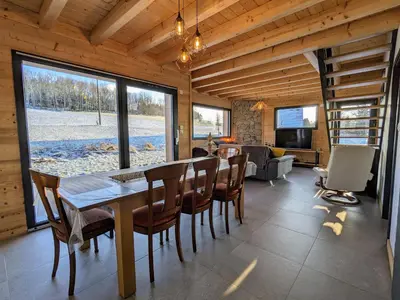 Télévision ou salle de divertissement dans l'établissement Chalet Nature avec Sauna et WIFI près Gérardmer - FR-1-589-777