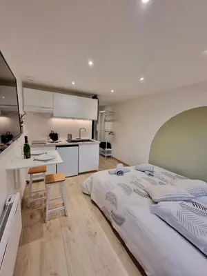 Cuisine ou kitchenette dans l'établissement Suite cosy indépendante Évasion 2 proximité Colmar