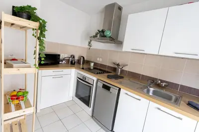 Cuisine ou kitchenette dans l'établissement Theatre 27 Logement Hyper Centre Mulhouse Parking