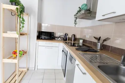 Cuisine ou kitchenette dans l'établissement Theatre 27 Logement Hyper Centre Mulhouse Parking