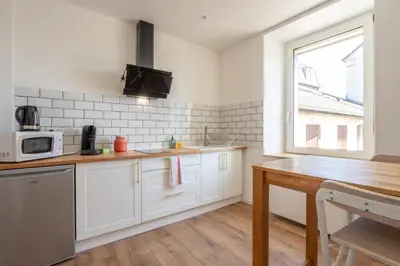Cuisine ou kitchenette dans l'établissement Beautiful apartment 2 pers Gare Mulhouse