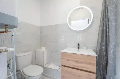 Salle de bains dans l'établissement Beautiful apartment 2 pers Gare Mulhouse