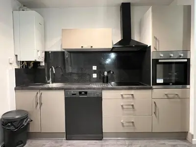 Cuisine ou kitchenette dans l'établissement Spacieux appartement à Belfort