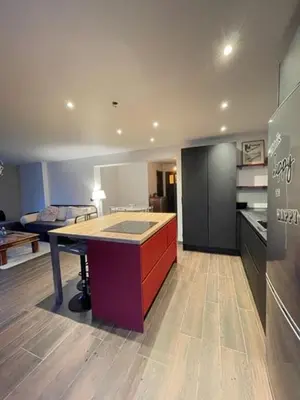 Cuisine ou kitchenette dans l'établissement Lysgaard Cosy Cottage