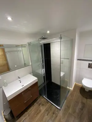 Salle de bains dans l'établissement Lysgaardcottage 360 sauna spa bar Dancing 25V