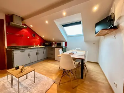Cuisine ou kitchenette dans l'établissement Le Repos du Voyageur, près centre-ville et pistes de ski