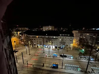 Vue générale sur Mulhouse ou vue de la ville depuis l'appartement