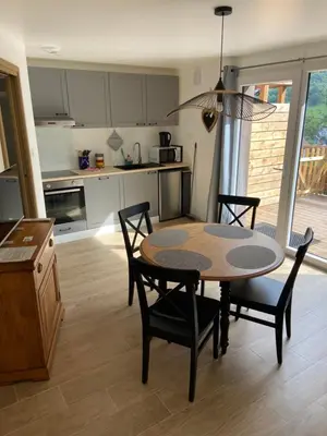 Cuisine ou kitchenette dans l'établissement Duplex L'épicéa