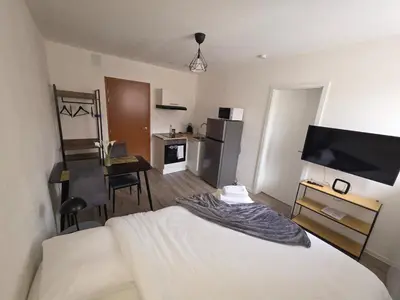 Cuisine ou kitchenette dans l'établissement Studio 