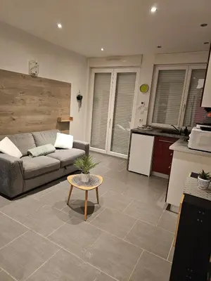 Cuisine ou kitchenette dans l'établissement studio tout équipé, calme avec terrasse et parking