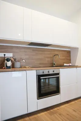 Cuisine ou kitchenette dans l'établissement Esprit Nature- Charming studio