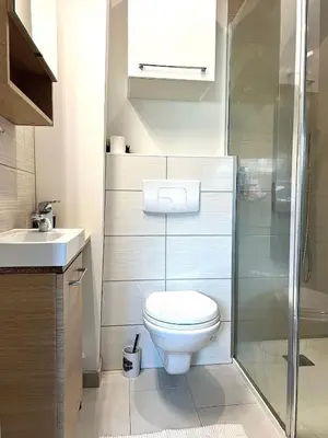 Salle de bains dans l'établissement Appartement moderne et central