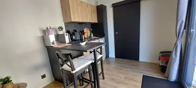 Cuisine ou kitchenette dans l'établissement Studio à la campagne