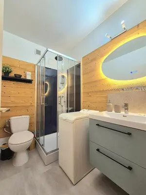 Salle de bains dans l'établissement Le Repaire de la Marmotte