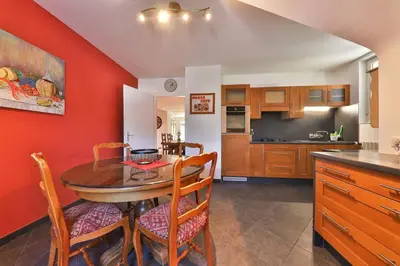 Cuisine ou kitchenette dans l'établissement Spacious apartment, balneo and garden