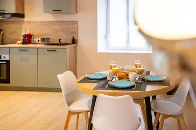 Cuisine ou kitchenette dans l'établissement Le 60-Appart'Hôtel-GregIMMO