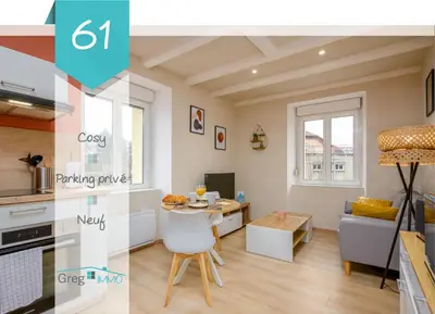 Cuisine ou kitchenette dans l'établissement Le 61-Appart'Hôtel-GregIMMO