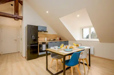 Cuisine ou kitchenette dans l'établissement Le 63-Appart'Hôtel-GregIMMO