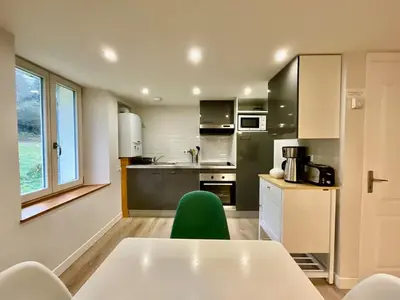 Cuisine ou kitchenette dans l'établissement La Roche du Rain, bel appartement & centre-ville
