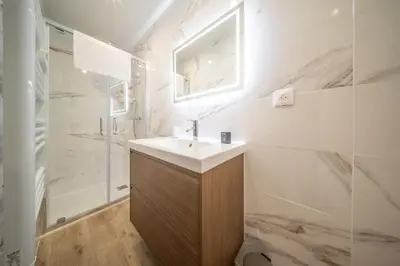 Salle de bains dans l'établissement Frontiere Suites 2 Saint-Louis Proche Bale