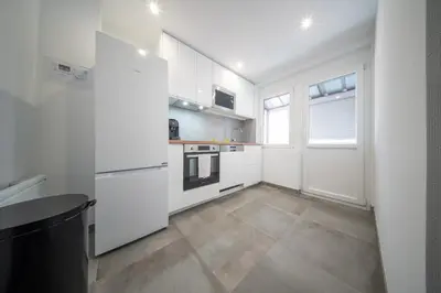 Cuisine ou kitchenette dans l'établissement Frontiere Suites 7 Saint-Louis Proche Bale