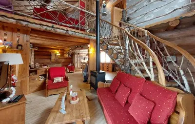 Coin salon dans l'établissement Chalet mishka