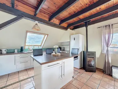 Cuisine ou kitchenette dans l'établissement La Belle Étape, Appartement avec Piscine et Spa