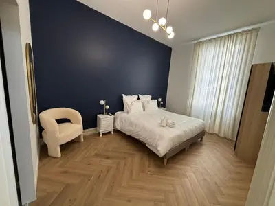 Un ou plusieurs lits dans un hébergement de l'établissement LE LYNX HAUSSMANIEN appartement tout confort, climatisé avec parking privé, à deux pas du centre
