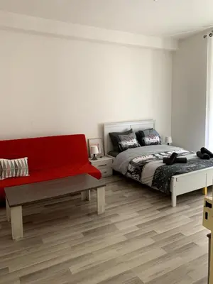 Un ou plusieurs lits dans un hébergement de l'établissement Grand appartement proche centre et tram