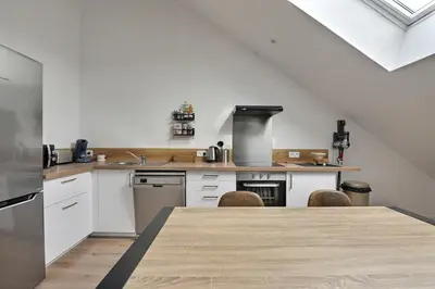 Cuisine ou kitchenette dans l'établissement Le repaire du 3e
