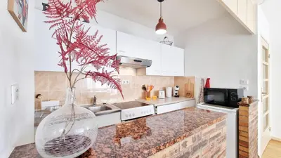 Cuisine ou kitchenette dans l'établissement L'Escapade Colmarienne