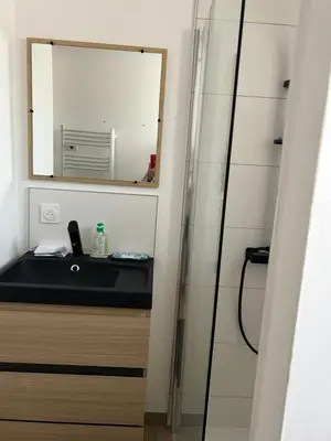 Salle de bains dans l'établissement Les vosgiens