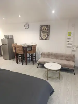 Cuisine ou kitchenette dans l'établissement Grand studio dans maison parking privé gratuit