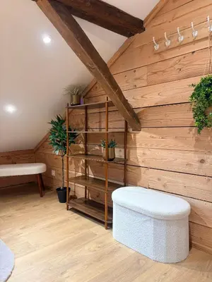Salle de bains dans l'établissement Gîtes les cocons des guédons Le Douglas