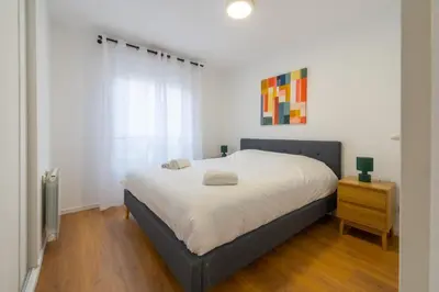 Un ou plusieurs lits dans un hébergement de l'établissement Very nice apartment in downtown Mulhouse Kennedy