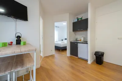 Cuisine ou kitchenette dans l'établissement Very nice apartment in downtown Mulhouse Kennedy