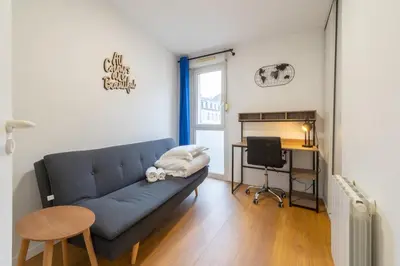 Coin salon dans l'établissement Very nice apartment in downtown Mulhouse Kennedy