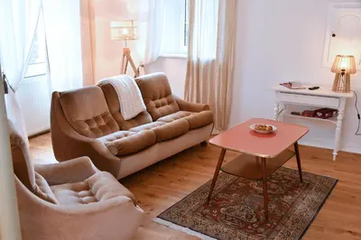 Coin salon dans l'établissement Charmante maison familiale sur la Route des Vins d'Alsace