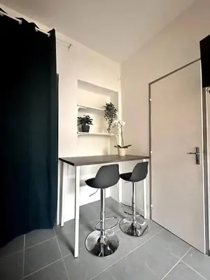 Cuisine ou kitchenette dans l'établissement L horizon bleu