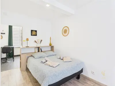 Un ou plusieurs lits dans un hébergement de l'établissement Cocon Zen Balneo - Appartement RDC proche centre Mulhouse
