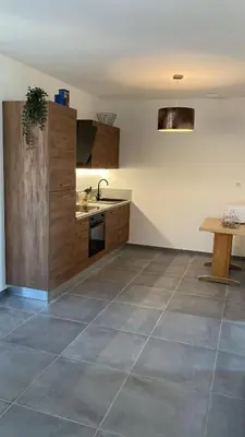 Cuisine ou kitchenette dans l'établissement Appartement avec terrasse, proche des 1000 étangs, chapelle Le Corbusier