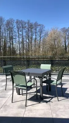 Balcon ou terrasse dans l'établissement Appartement avec terrasse, proche des 1000 étangs, chapelle Le Corbusier
