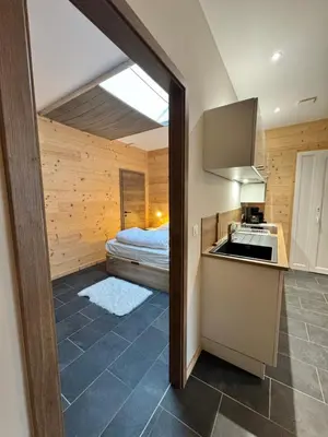 Cuisine ou kitchenette dans l'établissement Appartement à La Bresse - cadre naturel et calme