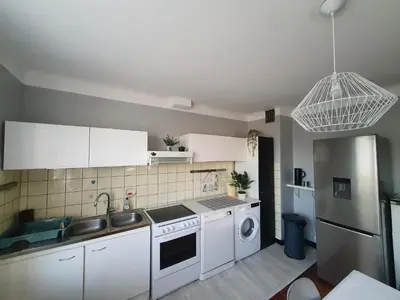 Cuisine ou kitchenette dans l'établissement gite spacieux, calme avec terrasse