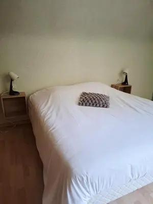 Un ou plusieurs lits dans un hébergement de l'établissement Grand Appartement avec Balcon, au coeur du vignoble