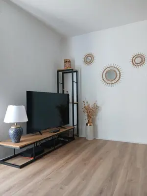 Télévision ou salle de divertissement dans l'établissement La maison bleue-Urbès