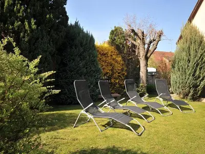Jardin de l'établissement Charmant gîte à Riquewihr avec jardin et parking privé - FR-1-744-45