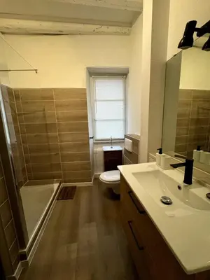 Salle de bains dans l'établissement Les Suites Schwendi en Hypercentre