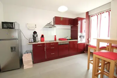 Cuisine ou kitchenette dans l'établissement Appartement tout confort à Gérardmer avec sauna, proche du lac et des commerces
