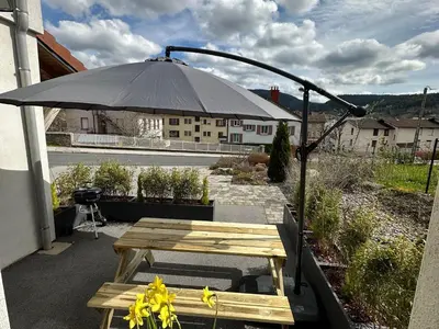 Jardin de l'établissement Appartement familial proche lac et centre à Gérardmer - 4 pers, animaux admis - FR-1-589-818